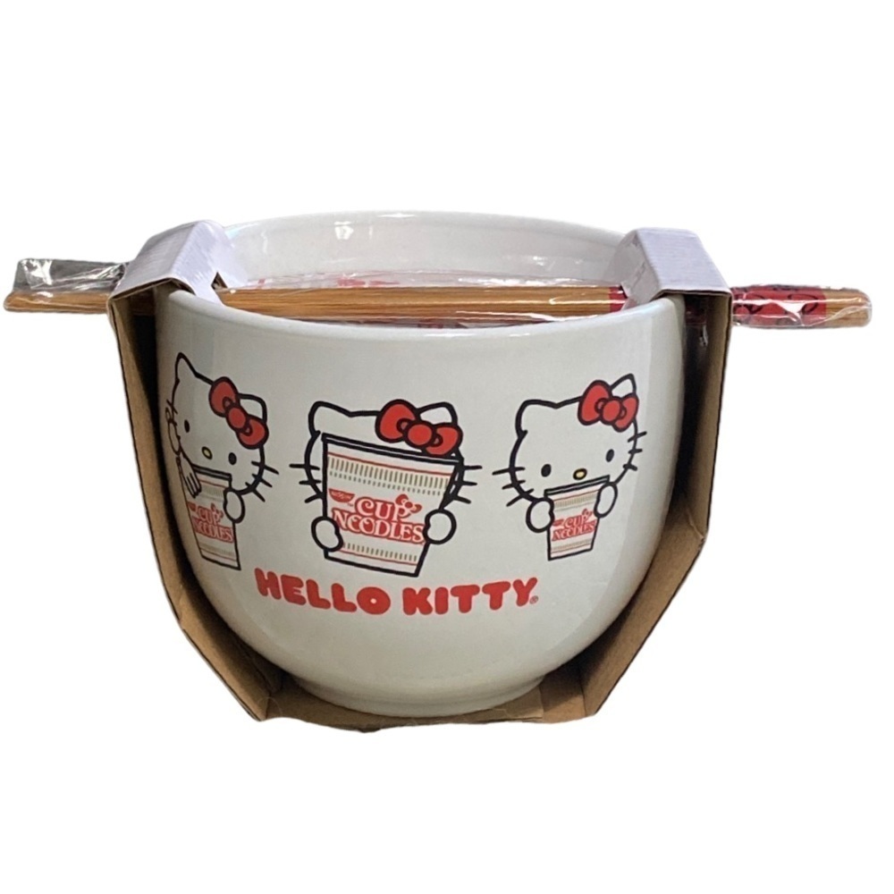 HELLO KITTY CUP NOODLES Ramen Bowl with Chopsticks - Picture 2 of 6